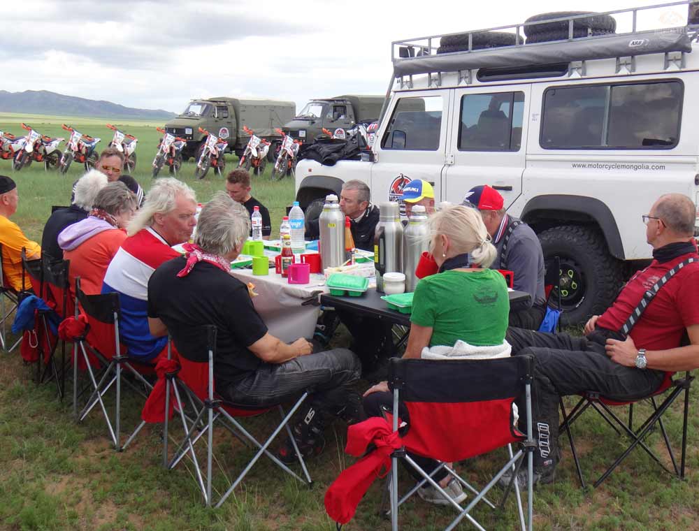 Outdoor lunch stop in Mongolia